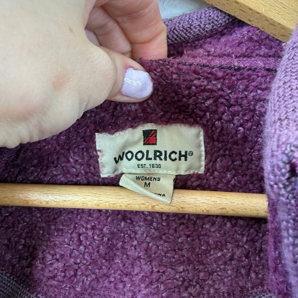 Woolrich Sherpa Zip Up Jacket Fitted Purple Pink Size Medium - Picture 9 of 14